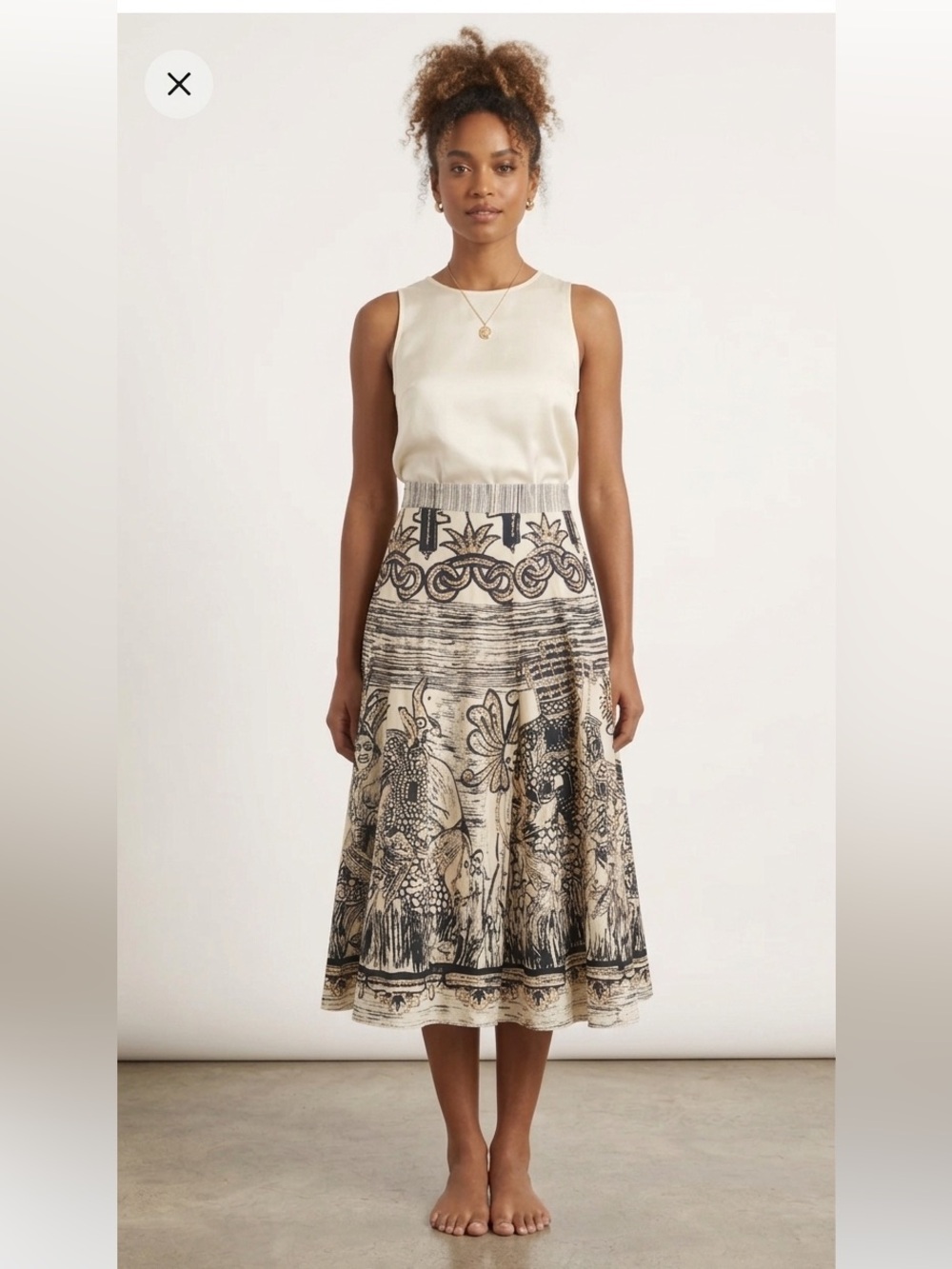 Sweet by Miss Me Artistic Black and Cream A-Line Skirt Embroidered with sequins